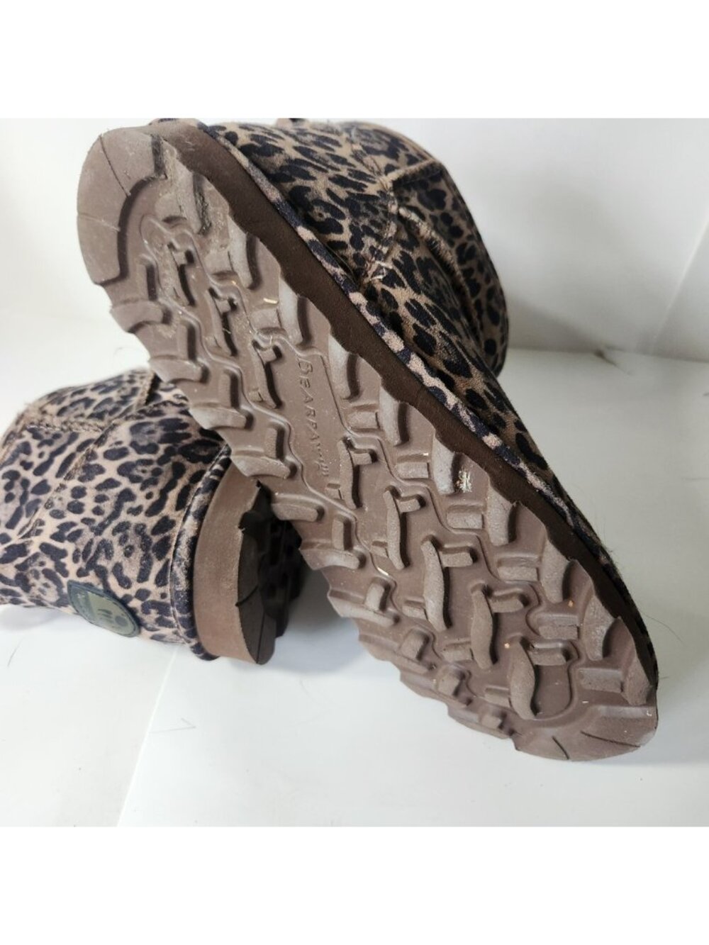 Bearpaw Elle Short Leopard Print Suede Ankle Boots Womens Size‎ 11 Brown Black - Picture 3 of 4